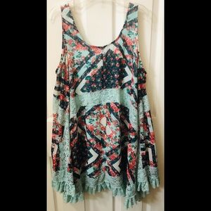 Peach Love California large dress tunic floral